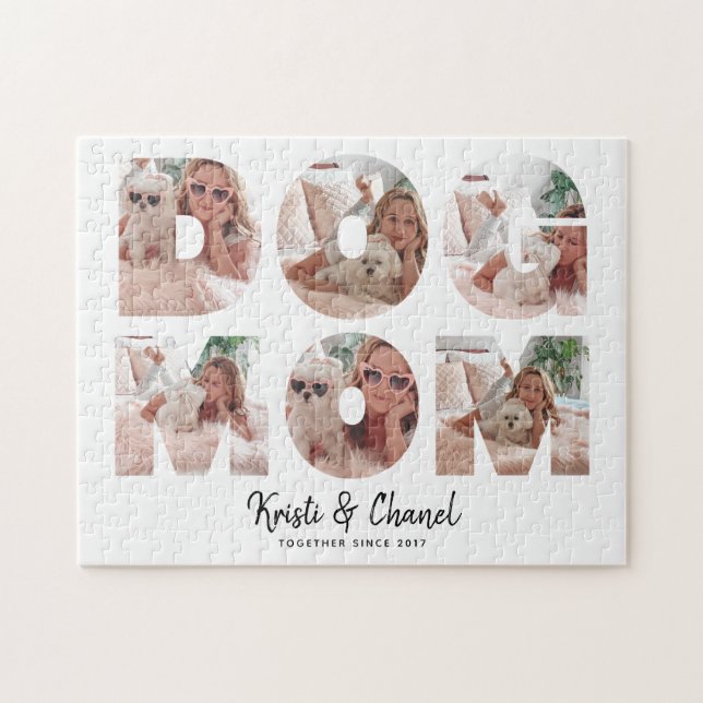 Moderner Hundetext Mama 6 FotoCollage Benutzerdefi (Horizontal)