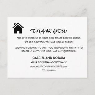 Moderner Immobilienmakler Agent Kunden-Dankeschön Postkarte