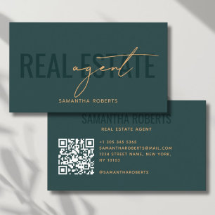 Moderner Immobilienmakler-QR-Code grün Visitenkarte