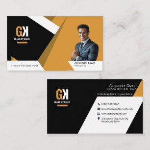 Moderner Immobilienmakler – Schwarz & Gold Visitenkarte