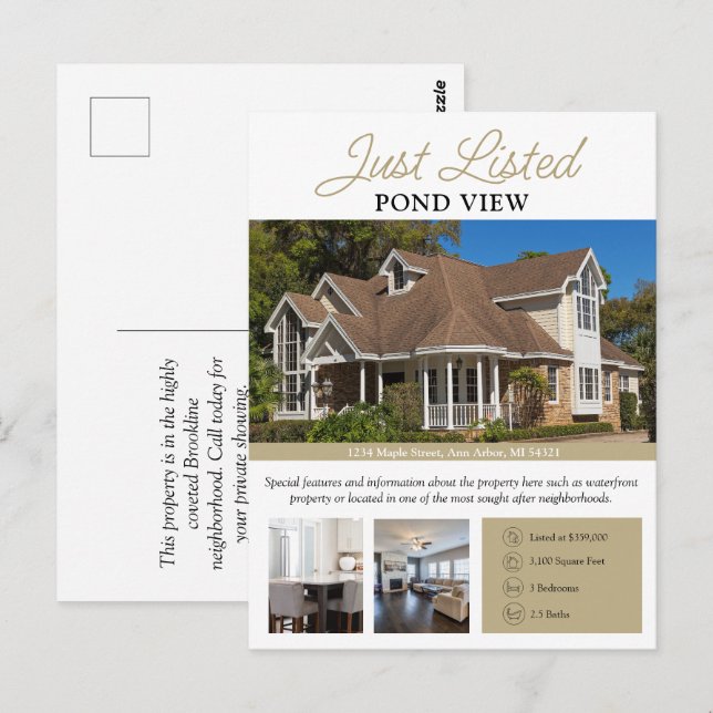 Moderner Immobilienmarkt gerade aufgeführter Flyer Postkarte (Vorne/Hinten)