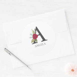 Moderner, individuell anpassbarer Mit Monogramm Bu Runder Aufkleber