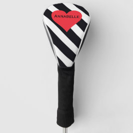 Moderner Individuelle Name B & W Streifen Niedlich Golf Headcover