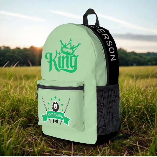 Moderner Individuelle Name Billiard King Bedruckter Rucksack (Modern personalized  Billiard player name)