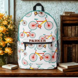 Moderner Individuelle Name Farbvolles Fahrradmuste Bedruckter Rucksack
