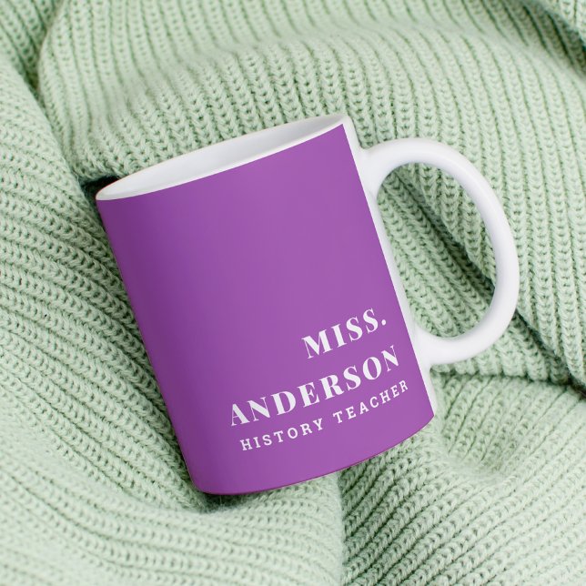 Moderner Individuelle Name Lila School Lehrer Them Kaffeetasse (Von Creator hochgeladen)