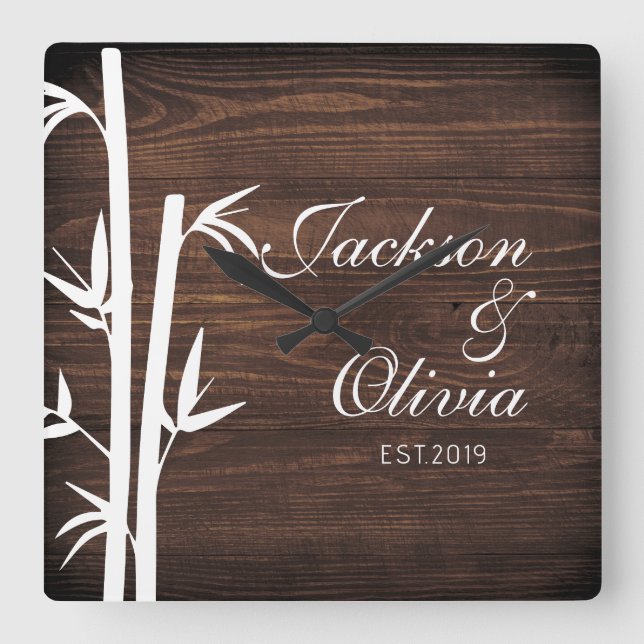 Moderner Individuelle Name und Datum Quadratische Wanduhr (Vorderseite)