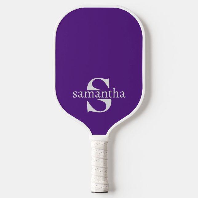 Moderner, individueller Anfangsname Lila Pickleball Schläger (Vorderseite)