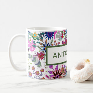 Moderner, individueller Name farbenfroh blumenreic Kaffeetasse
