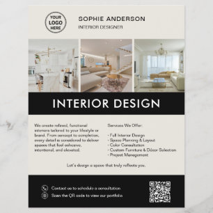 Moderner Innendesigner Marketing Neutral Schwarz Flyer
