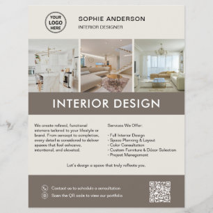 Moderner Innendesigner Marketing Neutral Taupe Flyer