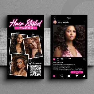 Moderner Instagram-Post eines Friseurs mit schwarz Visitenkarte