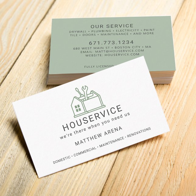 Moderner Instandhaltungsdienst für AN Visitenkarte (Modern Contractor Maintenance Service Business Card)
