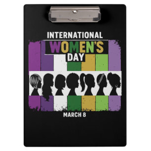 Moderner Internationaler Frauentag Vielfältige F Klemmbrett