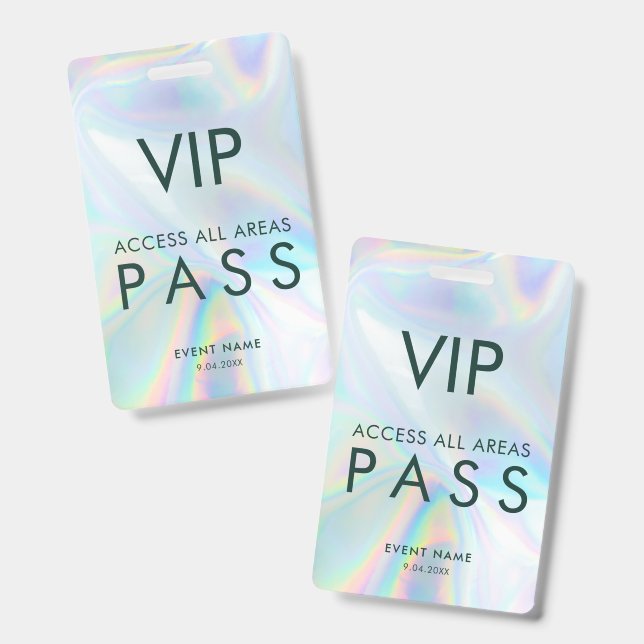 Moderner Irisierender VIP All-Access-Event-Pass Ausweis (Vorder- & Rückseite)