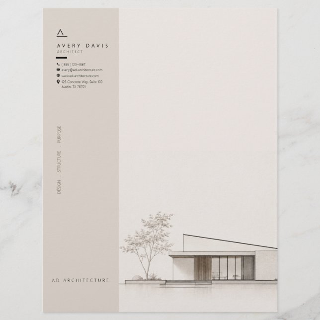 Moderner Japandi-Architekt Briefbogen (Vorderseite)