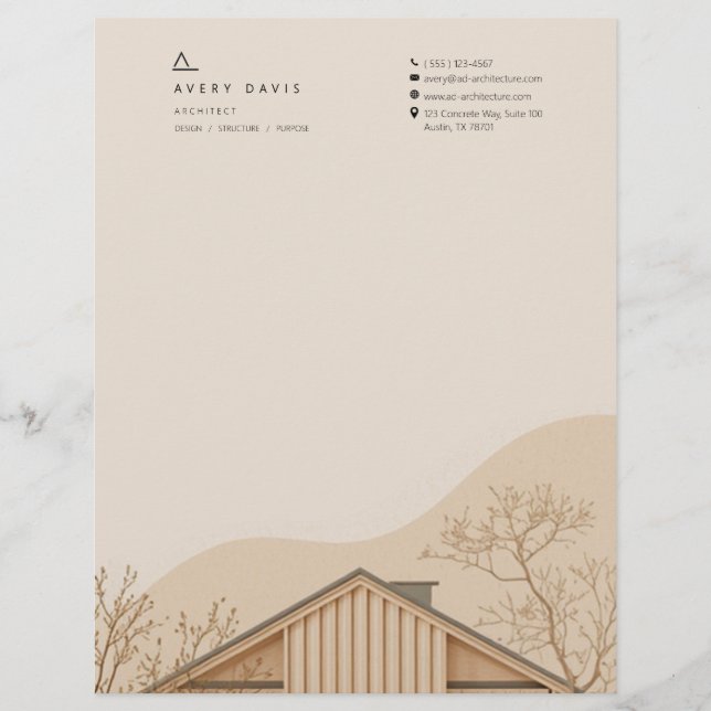 Moderner Japandi-Architekt Briefbogen (Vorderseite)