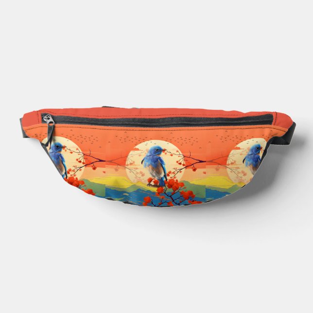 Moderner japanischer Naturvogel in Blossom-Landsch Bauchtasche (Ablage )