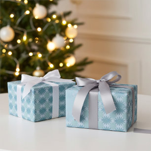 Moderner Jeder Anlass Blaues Abstraktes Blumenmust Geschenkpapier