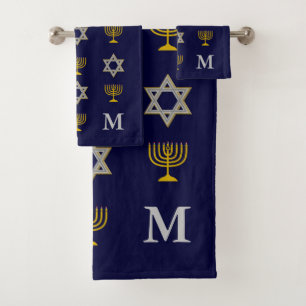Moderner jüdischer Star von David Menorah Monogram Badhandtuch Set
