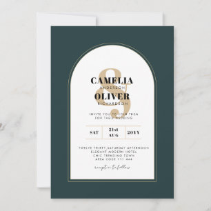 Moderner JUNIPER Green Gold Wedding INVITE QR Code Einladung