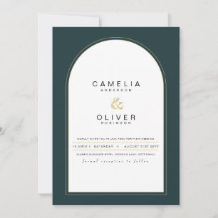 Moderner JUNIPER Green Gold Wedding INVITE QR Code Einladung