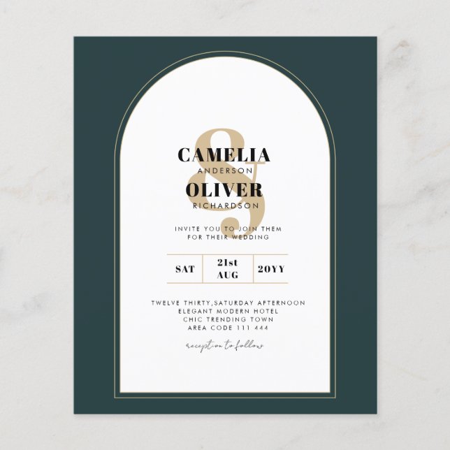 Moderner JUNIPER Green Gold Wedding INVITE QR Code Flyer (Vorne)