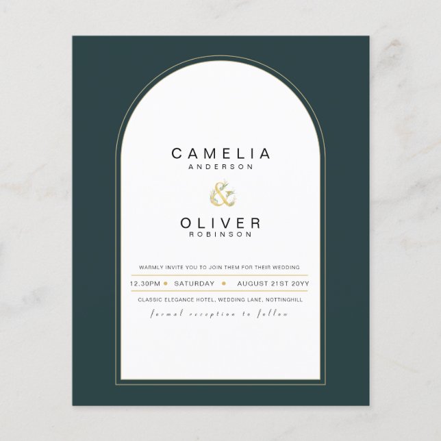 Moderner JUNIPER Green Gold Wedding INVITE QR Code Flyer (Vorne)