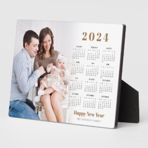 Moderner Kalender 2024 Foto Frohes Neues Jahr Fotoplatte