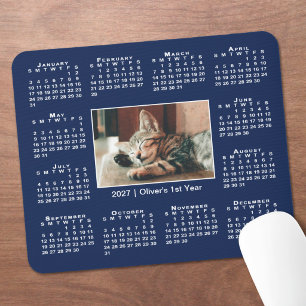 Moderner Kalender 2027 Ihr Foto Name auf Marinebla Mousepad