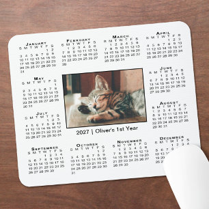 Moderner Kalender 2027 Ihr Foto Name auf Weiß Mousepad