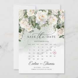 Moderner Kalender für Rosen und Grünpflanzen Save The Date