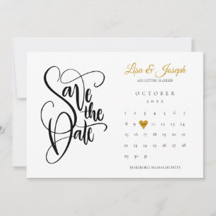 Moderner Kalender Gold Liebe Herz Foto Save The Date
