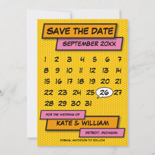 Moderner Kalender Lustiger Comic Buch Termin vorme Save The Date