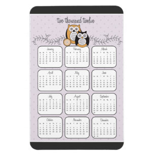 Moderner Kalender-Magnet der Eulen-2012 Magnet