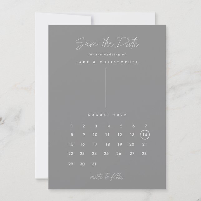 Moderner Kalender mit Datumsvorankündigung Save The Date (Vorderseite)