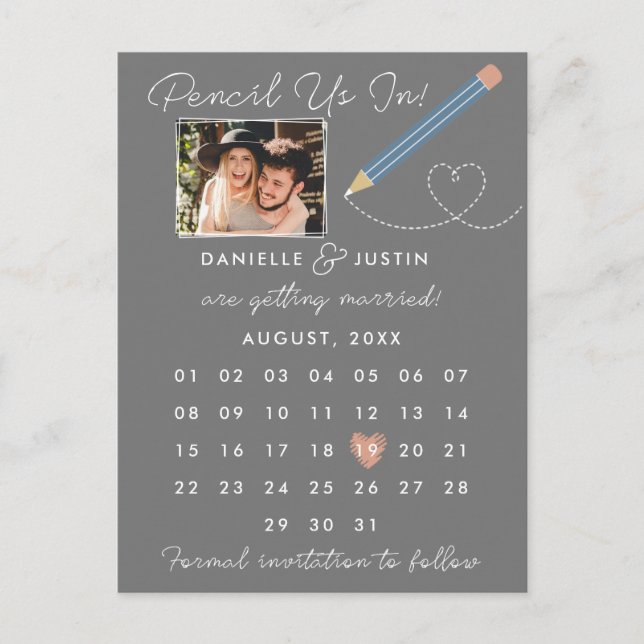 Moderner Kalender Save the Date Ankündigungspostkarte (Vorderseite)