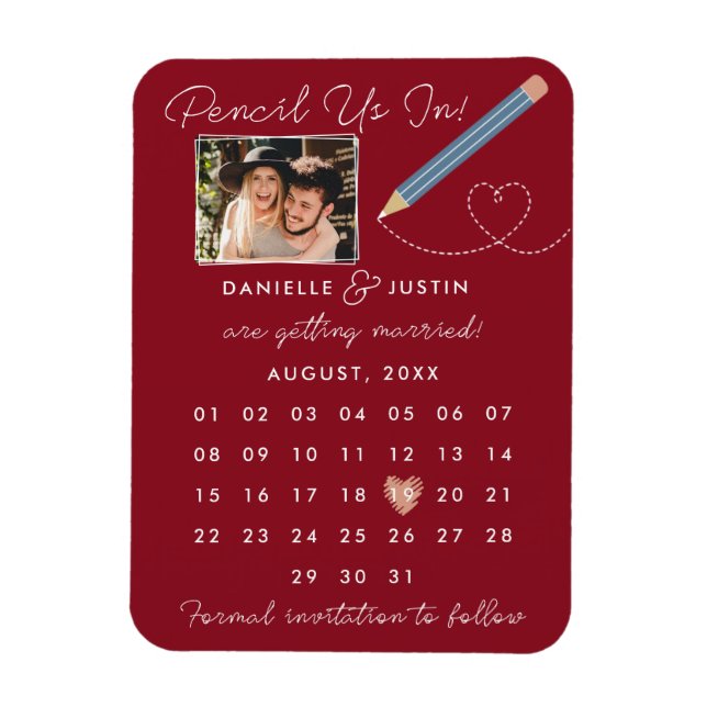 Moderner Kalender Save the Date Magnet (Vertikal)