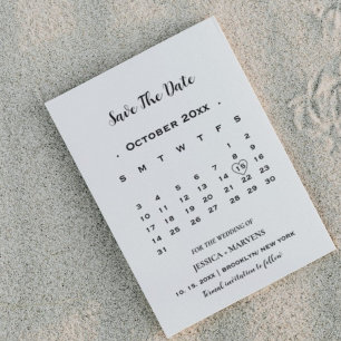 Moderner Kalligrafie-Kalender ohne Foto zum Speich Einladung