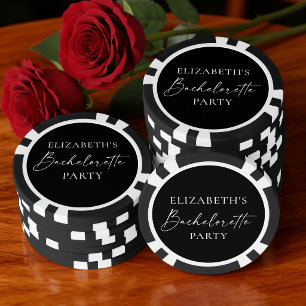 Moderner kalligrafischer Junggeselinnen-Abschied B Pokerchips
