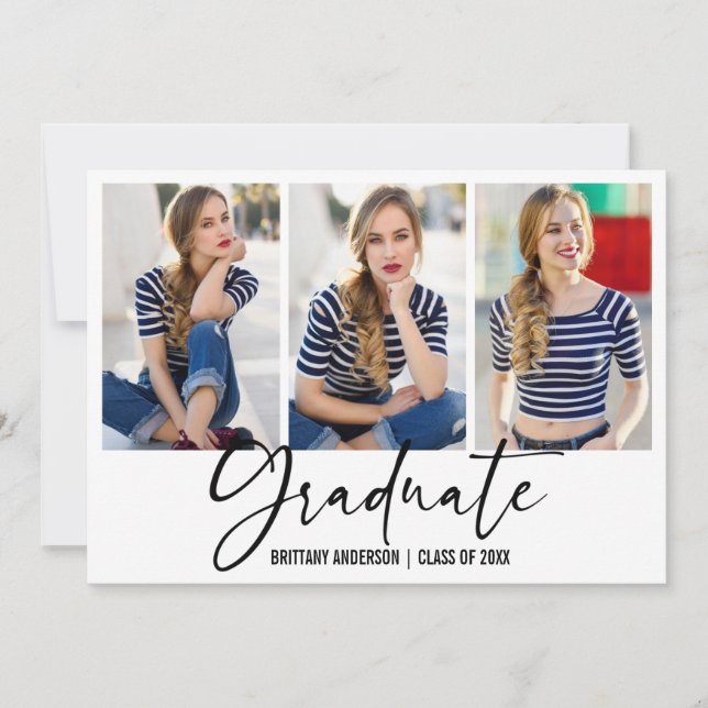 Moderner Kalligraphie-Farbstift 3 Foto Abschluss Ankündigung (Vorderseite)