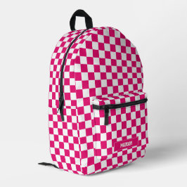 Moderner karierter rosa Muster-Individuelle Name Bedruckter Rucksack