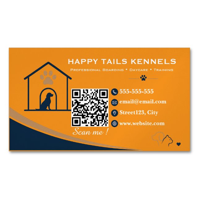 Moderner Kennel-QR-Code   Magnetische Visitenkarte (Vorderseite)