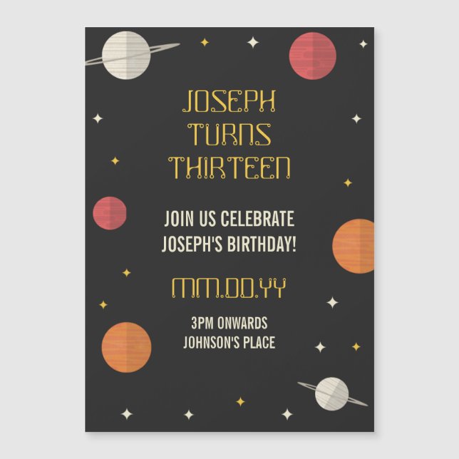 Moderner Kindergeburtstag Magneteinladung (Vorderseite)