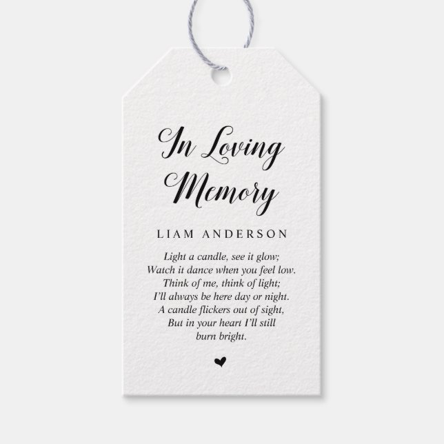 Moderner Klassiker Schwarz, Beerdigungsdienst Geschenkanhänger (Vorderseite)