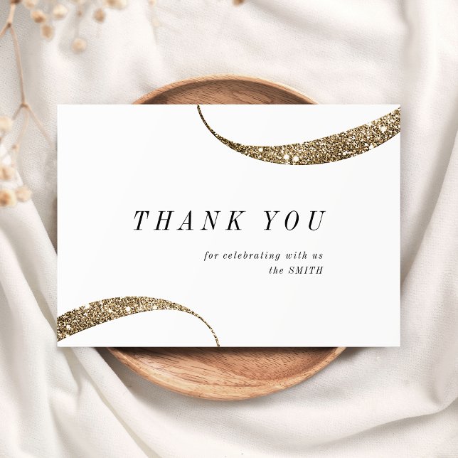 Moderner klassischer, minimalistischer Glitzer Dankeskarte (Modern classy minimalist gold glitter thank you card)