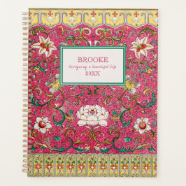 Moderner Klassischer Pink Chinoiserie Planner Planer