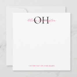 Moderner Klassischer Schwarz-Pink-Script-Platz Mitteilungskarte