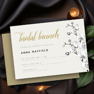 Moderner klassischer Schwarz-weiß Orchid Bridal Br Einladung