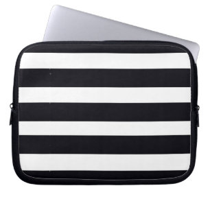 Moderner klassischer Schwarz-Weiß-Streifen Cool Ch Laptopschutzhülle